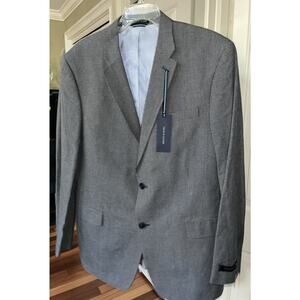 Men’s Tommy Hilfiger Grey Navy 2 Button Double Vent Cotton‎ Blazer Size 44L Slim
